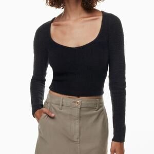 Aritzia Wilfred Free Hush Knit Sweetheart Sweater Cropped Fuzzy Size Women's XS
